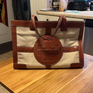 Tory Burch Tan and Brown weekender Bag